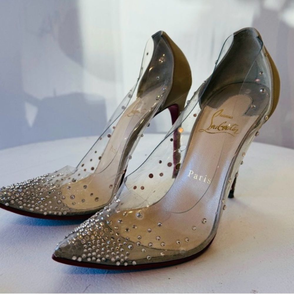 Christian Louboutin Degrastrass PVC 100/Specchio Crystal Clear Heels